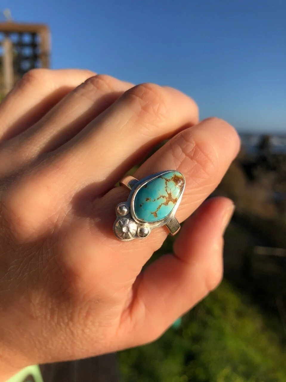 Natural Stone Mt. Turquoise Silver Ring — Selene Joy Designs